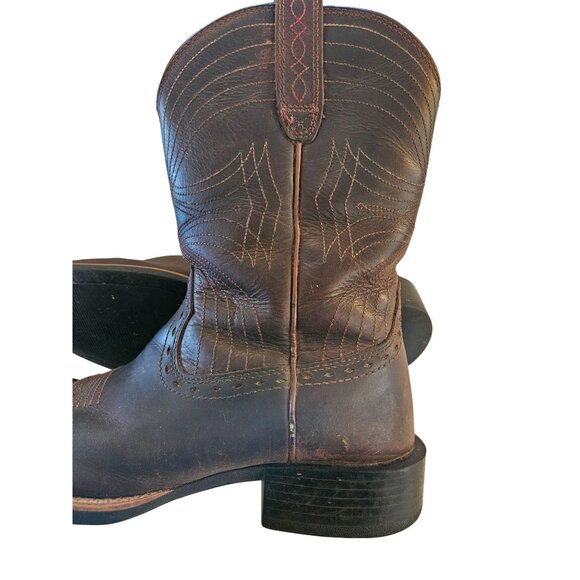 Ariat Brown Mens Leather Cowboy Boots Size 9.5D Western Square Toe Style 1001096 - Picture 4 of 13
